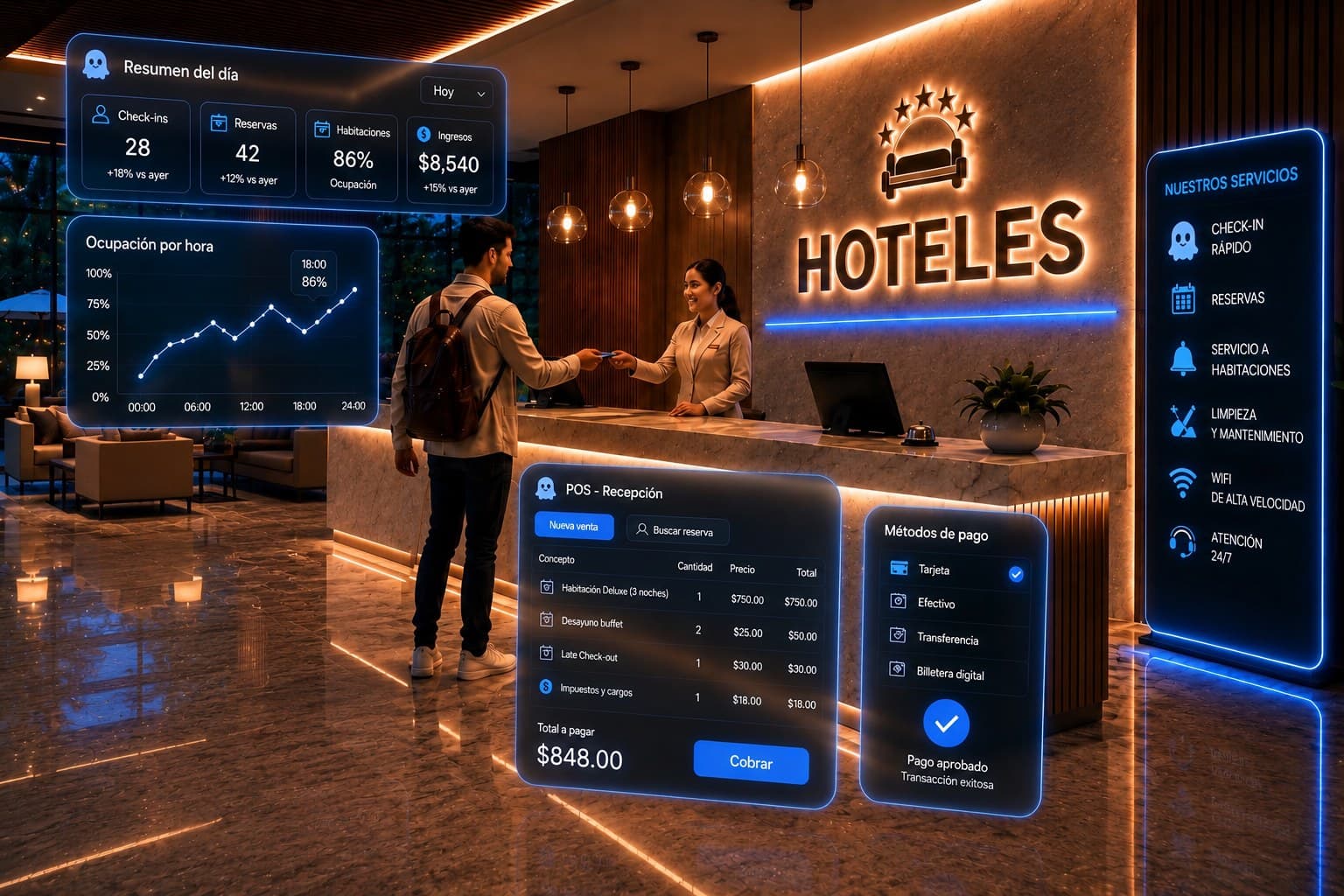 Hotel boutique colombiano operando con PhantomApp