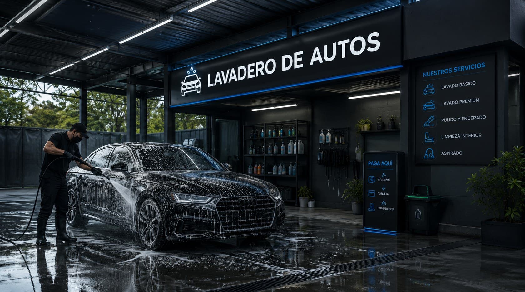 Lavadero de autos profesional en Colombia operando con PhantomApp